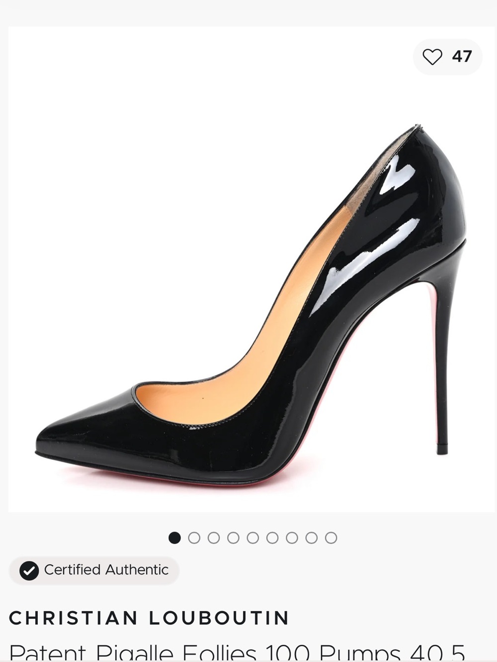 CHRISTIAN LOUBOUTIN Patent Pigalle Follies 100 Pumps 36.5 Black